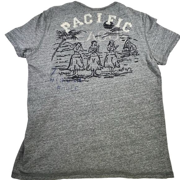 American Eagle Shirt Size Medium Gray Embroidered Athletic Pacific Graphic Tee - Picture 10 of 12